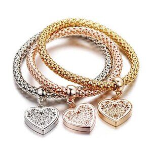Heart Crystal Charms Multilayer Bracelets - 3PCS Gold/Silver/Rose Gold Corn